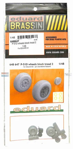 EDU648647 1:48 Eduard Brassin P-51D Mustang Wheels Block Tread 2 (EDU kit)