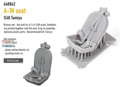 EDU648842 1:48 Eduard Brassin PRINT - A-1J Skyraider Seat (TAM kit)