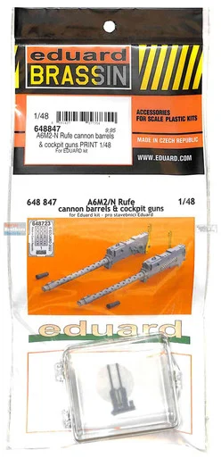 EDU648847 1:48 Eduard Brassin PRINT - A6M2-N Rufe Cannon Barrels & Cockpit Guns (EDU kit)