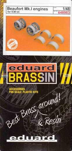 EDU648983 1:48 Eduard Brassin Print - Beaufort Mk.I Engines (ICM kit)