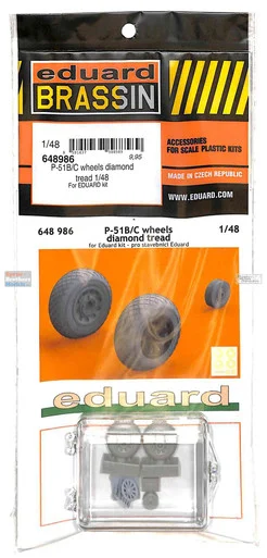 EDU648986 1:48 Eduard Brassin - P-51B P-51C Mustang Wheels Diamond Tread (EDU kit)