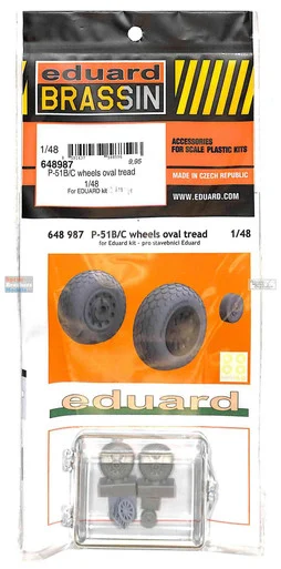 EDU648987 1:48 Eduard Brassin - P-51B P-51C Mustang Wheels Oval Tread (EDU kit)