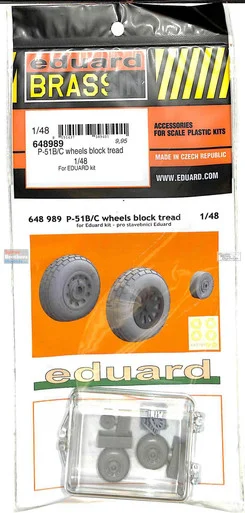 EDU648989 1:48 Eduard Brassin - P-51B P-51C Mustang Wheels Block Tread (EDU kit)