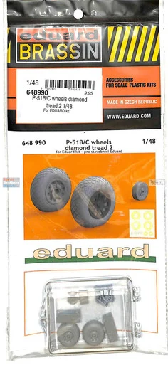 EDU648990 1:48 Eduard Brassin - P-51B P-51C Mustang Wheels Diamond Tread 2 (EDU kit)