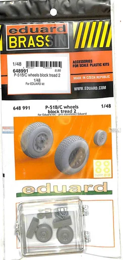 EDU648991 1:48 Eduard Brassin - P-51B P-51C Mustang Wheels Block Tread 2 (EDU kit)