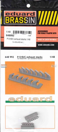 EDU648992 1:48 Eduard Brassin - P-51B P-51C Mustang Exhaust Stacks (EDU kit)