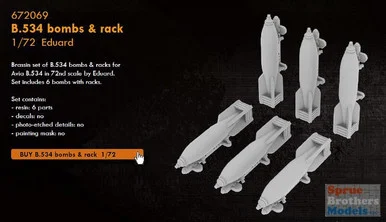 EDU672069 1:72 Eduard Brassin Avia B-534 Bombs and Racks (EDU kit)