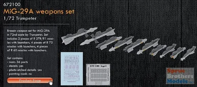 EDU672100 1:72 Eduard Brassin MiG-29 Fulcrum Weapons Set