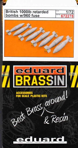 EDU672278 1:72 Eduard Brassin British 1000lb Retarded Bomb Set with 960 Fuse