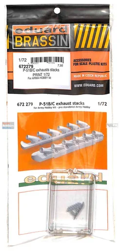 EDU672279 1:72 Eduard Brassin Print P-51B P-51C Mustang Exhaust Stacks (ARM kit)