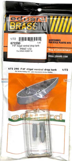 EDU672290 1:72 Eduard Brassin Print F4F Wildcat 42-gallon Ventral Drop Tank (ARH kit)