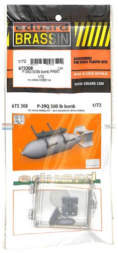 EDU672308 1:72 Eduard Brassin PRINT P-39Q Airacobra 500lb Bomb (ARH kit)