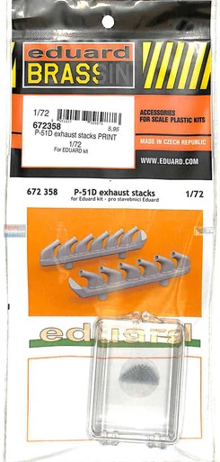 EDU672358 1:72 Eduard Brassin PRINT P-51D Mustang Exhaust Stacks (EDU kit)