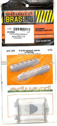 EDU672359 1:72 Eduard Brassin PRINT P-51D Mustang Exhaust Stacks with Fairing (EDU kit)
