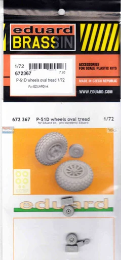 EDU672367 1:72 Eduard Brassin P-51D Mustang Wheels Oval Tread (EDU kit)