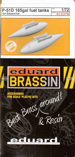EDU672376 1:72 Eduard Brassin PRINT P-51D Mustang 165-gal Fuel Tanks (EDU kit)