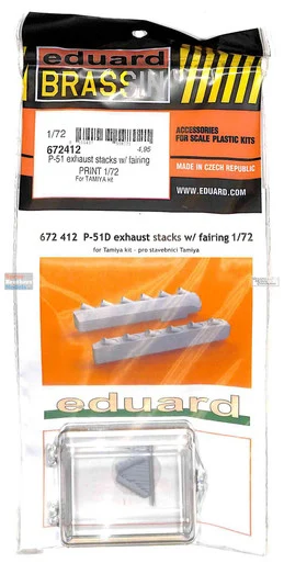 EDU672412 1:72 Eduard Brassin P-51 Mustang Exhaust Stacks with Fairing (TAM kit)