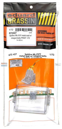 EDU672427 1:72 Eduard Brassin Spitfire Mk.I/II/V Metal Seat with Integral Seatbelts (IBG kit)