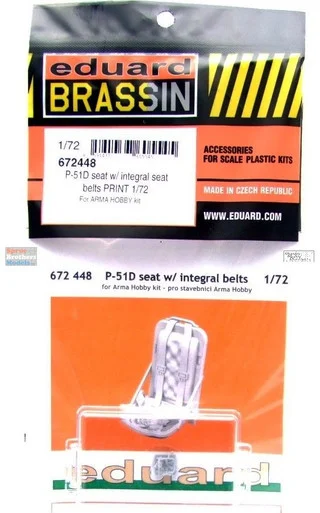 EDU672448 1:72 Eduard Brassin P-51D Mustang Seat with Seatbelts (ARM kit)