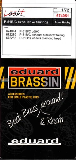 EDU674051 1:72 Eduard LookPlus - P-51B P-51C Mustang Detail Set [Exhaust with Fairing] (ARM kit)