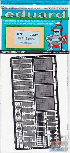EDU72512 1:72 Eduard PE - He 111Z Zwilling Exterior Detail Set (HAS kit) #72512