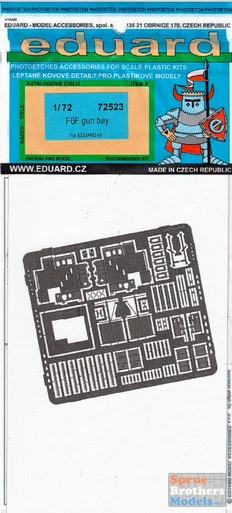 EDU72523 1:72 Eduard PE - F6F-3 Hellcat Gun Bay Detail Set (EDU kit) #72523