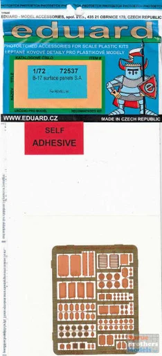 EDU72537 1:72 Eduard PE - B-17 Flying Fortress Surface Panels Set (REV kit)