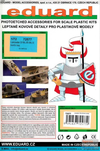 EDU72577 1:72 Eduard PE - Lancaster B Mk I / B Mk III Bomb Bay Detail Set (AFX kit)