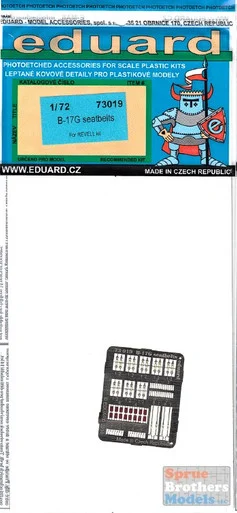 EDU73019 1:72 Eduard Color PE - B-17G Flying Fortress Seatbelts (REV kit) #73019