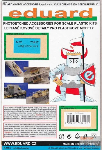 EDU73417 1:72 Eduard Color PE - Akagi Carrier Deck #73417