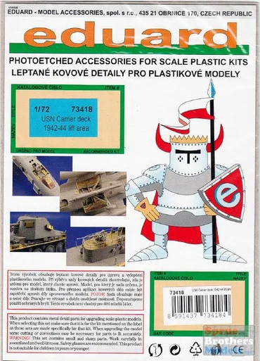 EDU73418 1:72 Eduard Color PE - USN Carrier Deck Lift Area 1942-44 #73418