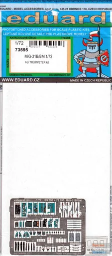EDU73595 1:72 Eduard Color PE - MiG-31B/BM Foxhound Detail Set (HAS kit)