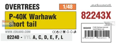 EDU82243X 1:48 Eduard P-40K Warhawk Short Tail OVERTREES