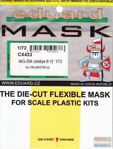 EDUCX433 1:72 Eduard Mask - MiG-29A Fulcrum Izdeliye 9-12 (TRP kit)