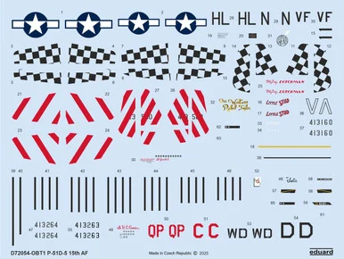 1/72 Eduard P-51D-5 15th AF DECAL72 for EDUARD kit