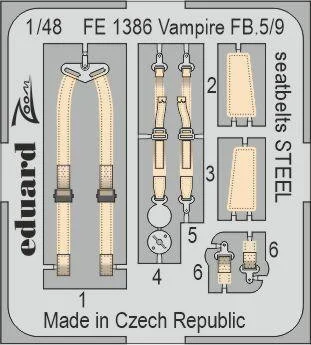 1/48 Eduard Vampire FB.5/9 seatbelts STEEL