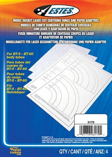 Estes EST3179 Laser Cut Centering Rings & Paper Adapters (4 pc) - Estes Rockets