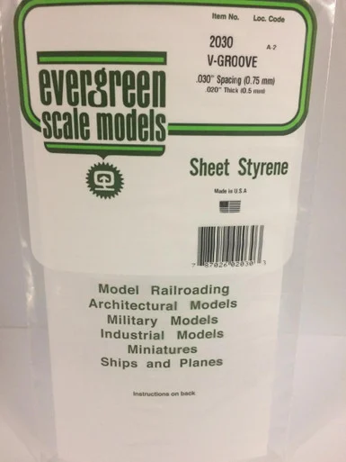 Evergreen Styrene V-Groove Siding, .030 SP