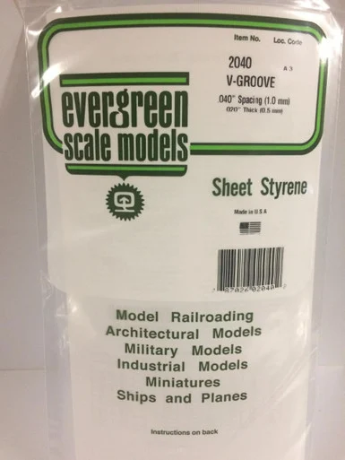Evergreen Styrene V-Groove Siding, .040 SP