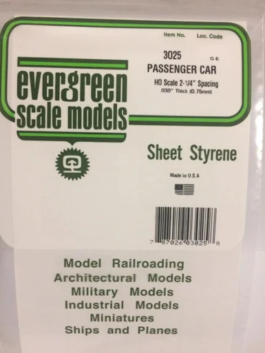 Evergreen Styrene Passenger Car Siding - HO