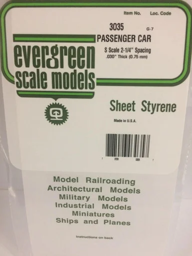 Evergreen Styrene Passenger Car Siding - S