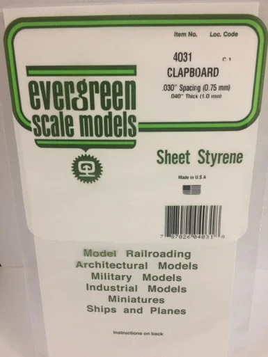 Evergreen Styrene Clapboard Siding, .030 SP