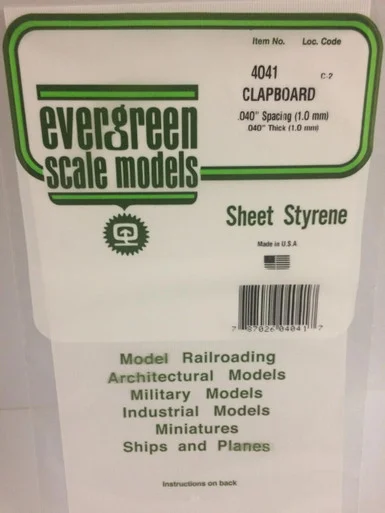 Evergreen Styrene Clapboard Siding, .040 SP