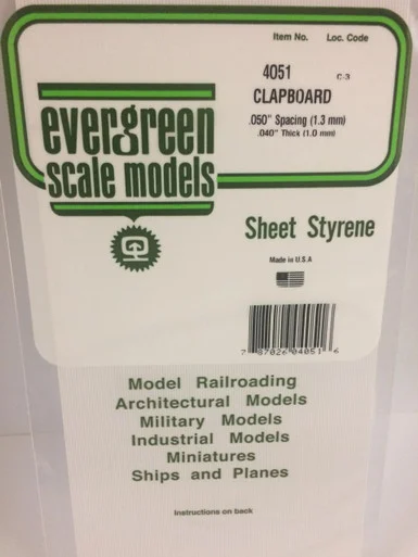 Evergreen Styrene Clapboard Siding, .050 SP