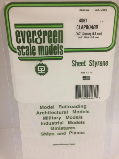 Evergreen Styrene Clapboard Siding, .060 SP