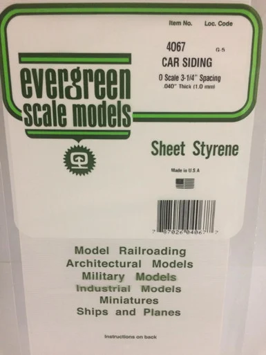 Evergreen Styrene Car Siding - O Scale
