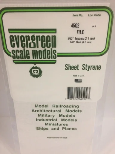 Evergreen Styrene 1/12 Square Tile