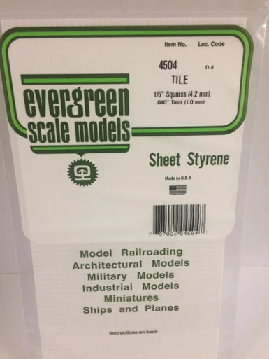 Evergreen Styrene 1/6 Square Tile