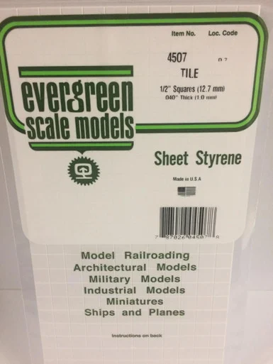 Evergreen Styrene 1/2 Square Tile