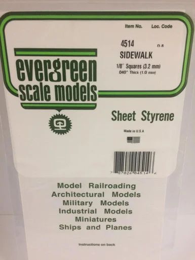 Evergreen Styrene 1/8 Sidewalk